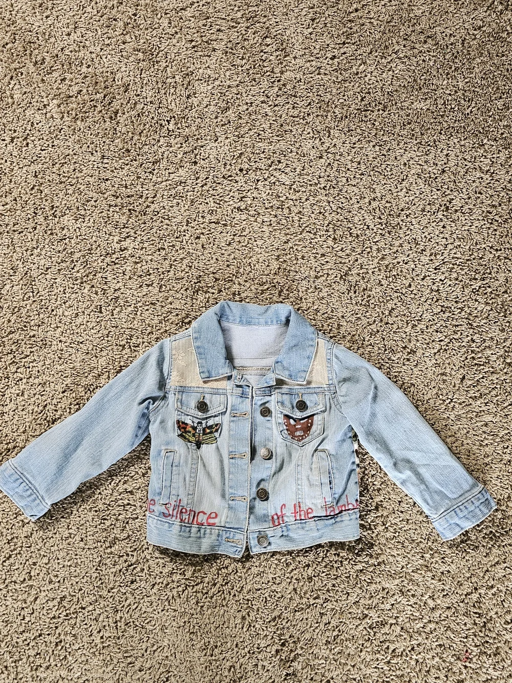 Custom Silence Of The Lambs Kids Denim Jacket Size 3T-4T Butterflies Desgin